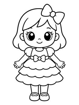 Free printable Cute Chibi Doll With Hair Bow coloring page