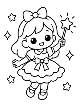 Free printable Cute Chibi Girl With Magic Wand coloring page