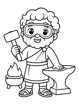Free printable Cute Chibi Hephaestus With Goggles coloring page