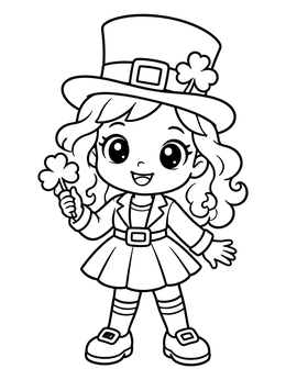 Free printable Cute Chibi Leprechaun Girl coloring page