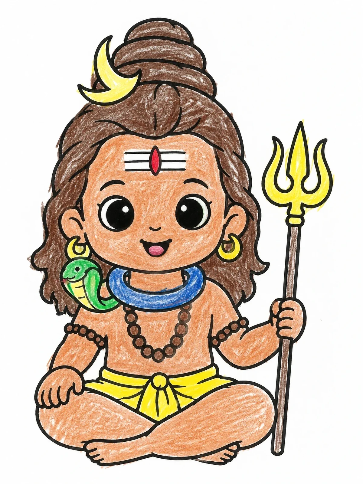 Colored example of the Cute Chibi Lord Shiva coloring page