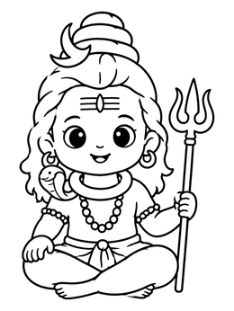 Free printable Cute Chibi Lord Shiva coloring page
