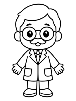 Free printable Cute Chibi Scientist With Glasses coloring page