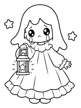 Free printable Cute Chibi Weeping Ghost Girl coloring page