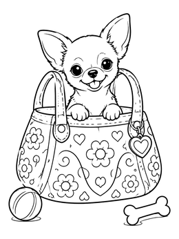 Free printable Cute Chihuahua In A Handbag coloring page