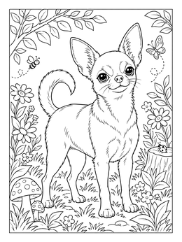 Free printable Chihuahua Standing In Nature Garden coloring page