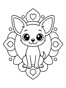 Free printable Cute Chihuahua With Mandala Frame coloring page