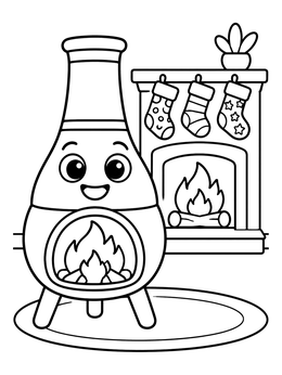 Free printable Cute Chiminea By Cozy Fireplace coloring page
