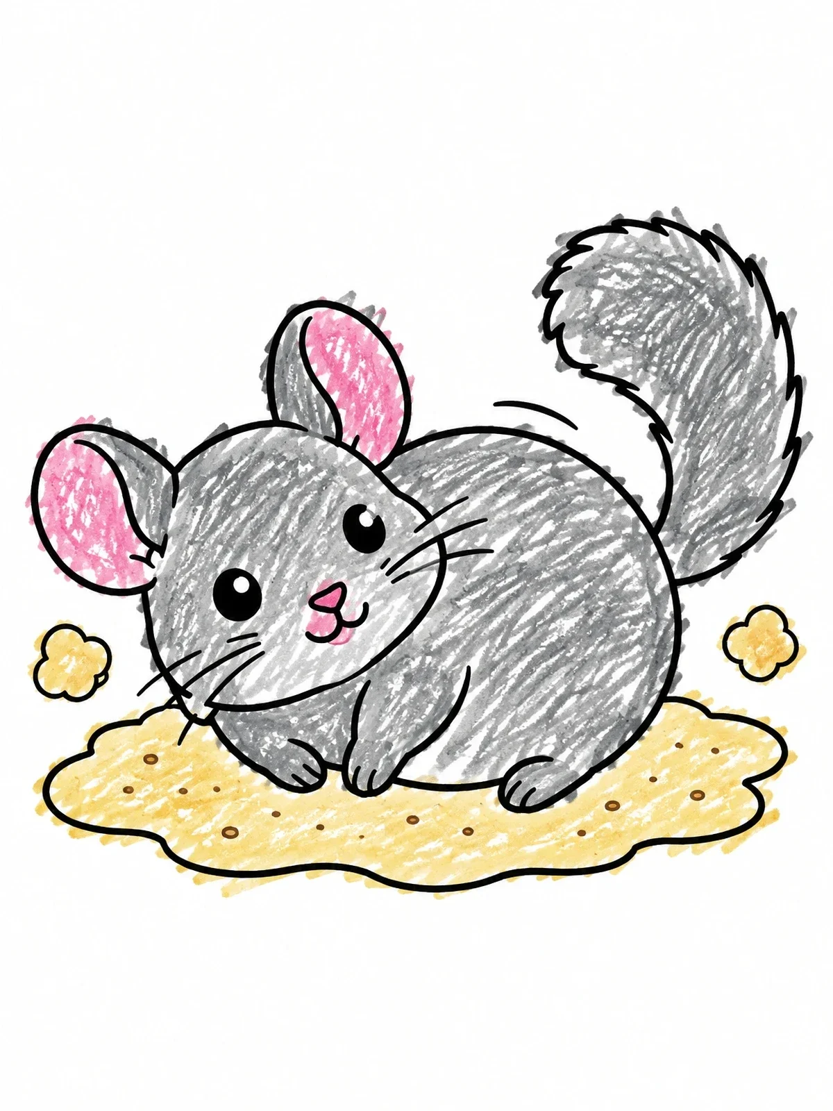 Colored example of the Cute Chinchilla Dust Bath coloring page