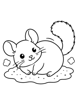 Free printable Cute Chinchilla Dust Bath coloring page
