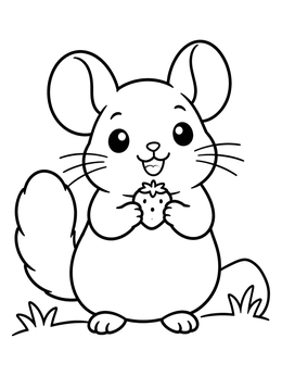 Free printable Cute Chinchilla Eating A Strawberry coloring page