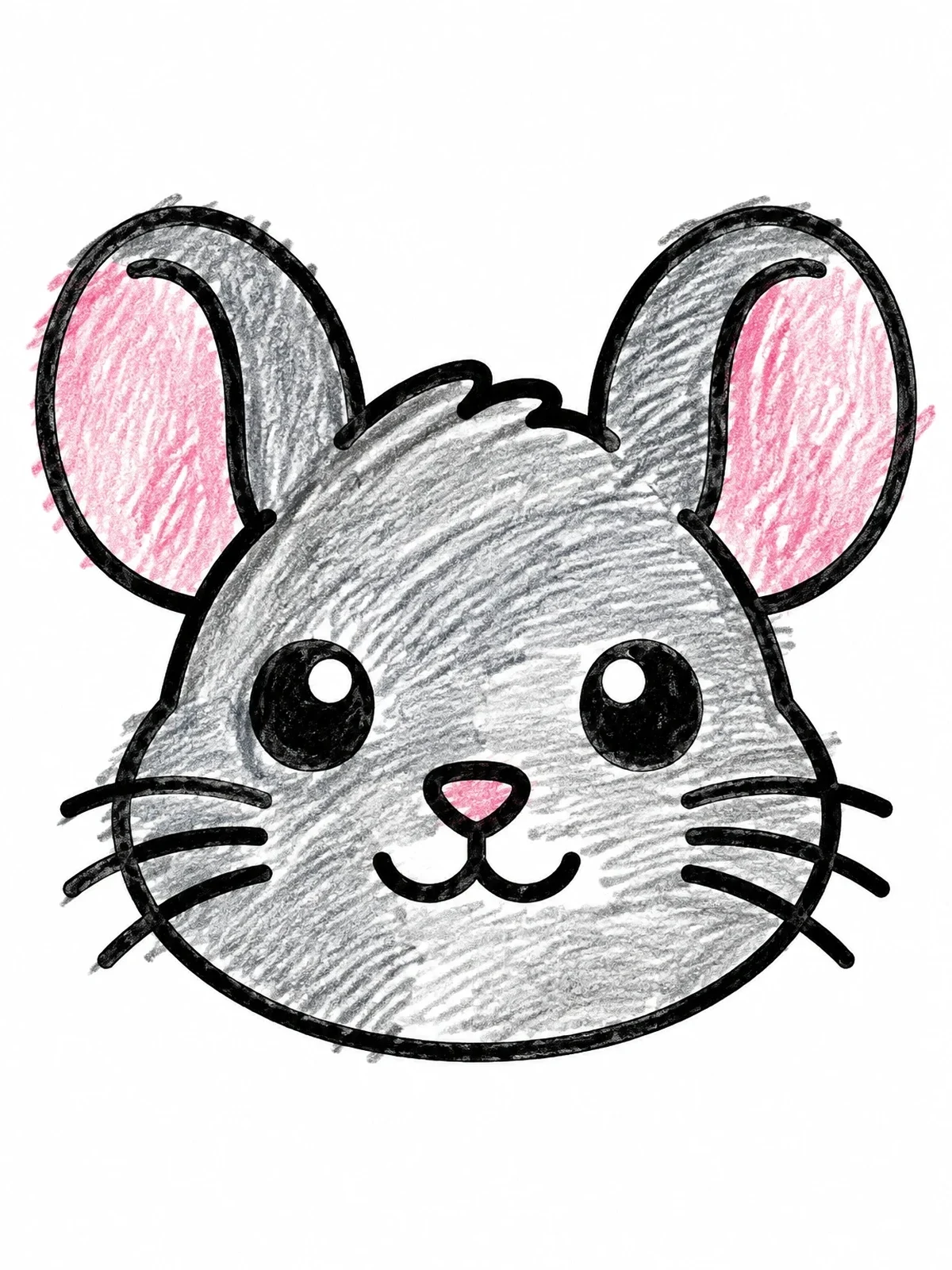 Colored example of the Cute Chinchilla Face coloring page