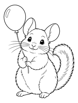 Free printable Cute Chinchilla Holding A Balloon coloring page