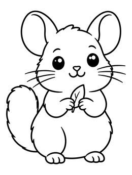 Free printable Cute Chinchilla Holding A Leaf coloring page