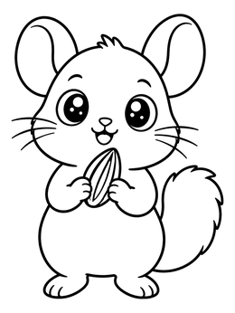 Free printable Cute Chinchilla Holding A Seed coloring page