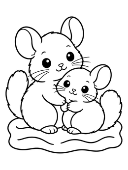 Free printable Cute Chinchillas Huddling Together coloring page