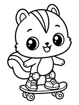 Free printable Cute Chipmunk On A Skateboard coloring page