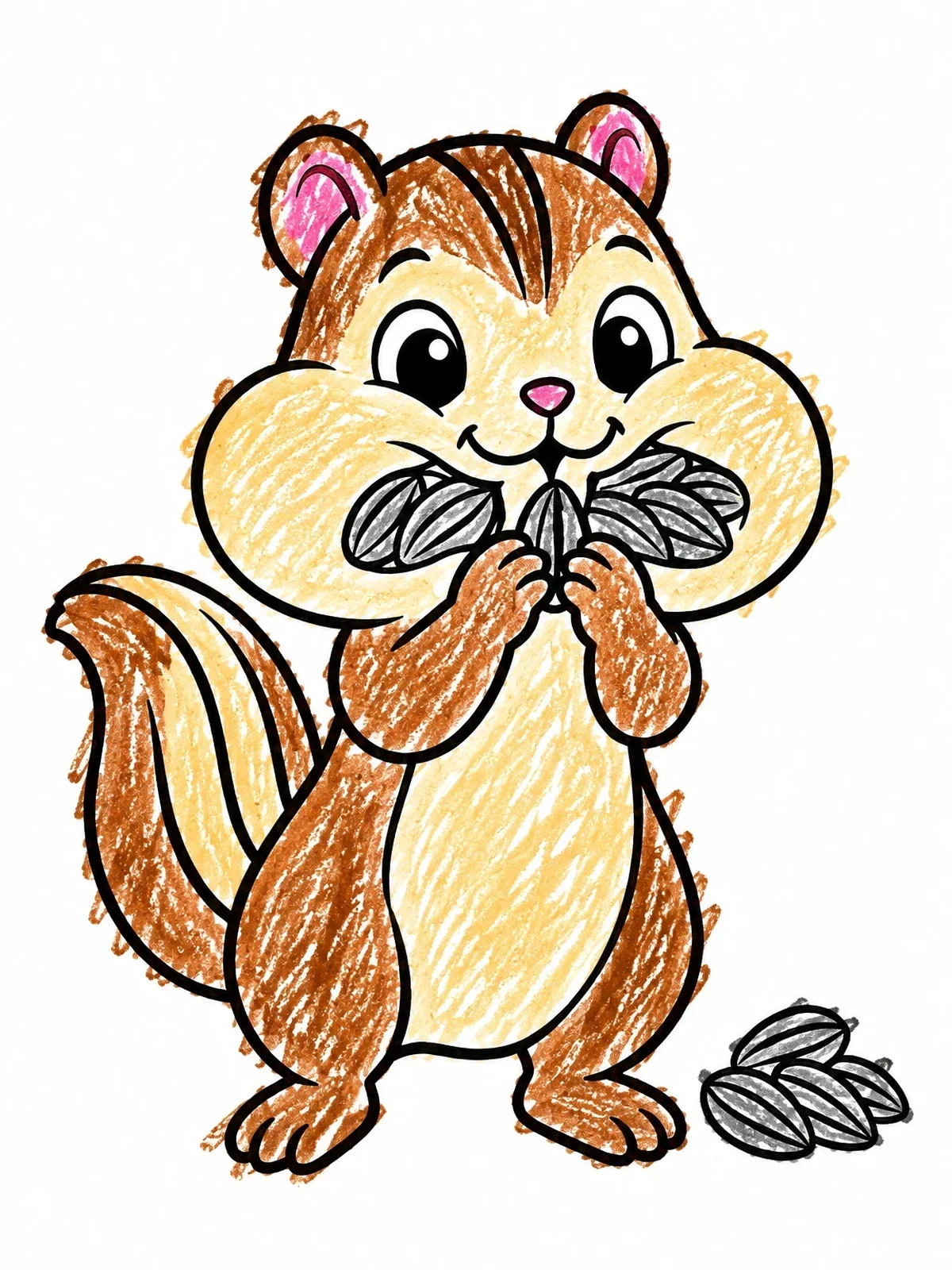Colored example of the Cute Chipmunk Stuffing Seeds coloring page