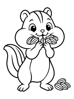 Free printable Cute Chipmunk Stuffing Seeds coloring page