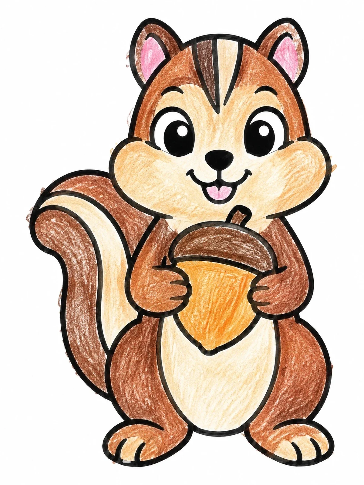 Colored example of the Cute Chipmunk With An Acorn coloring page