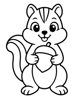 Free printable Cute Chipmunk With An Acorn coloring page