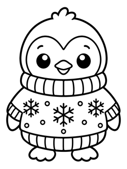 Free printable Cozy Penguin In Winter Sweater coloring page