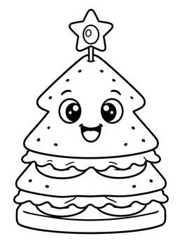 Free printable Cute Christmas Tree Sandwich coloring page