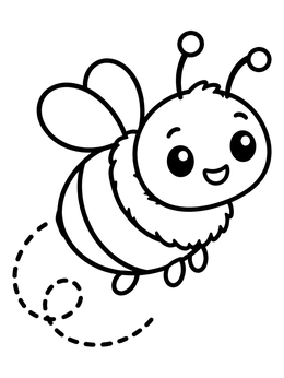 Free printable Cute Chubby Bumblebee Flying coloring page