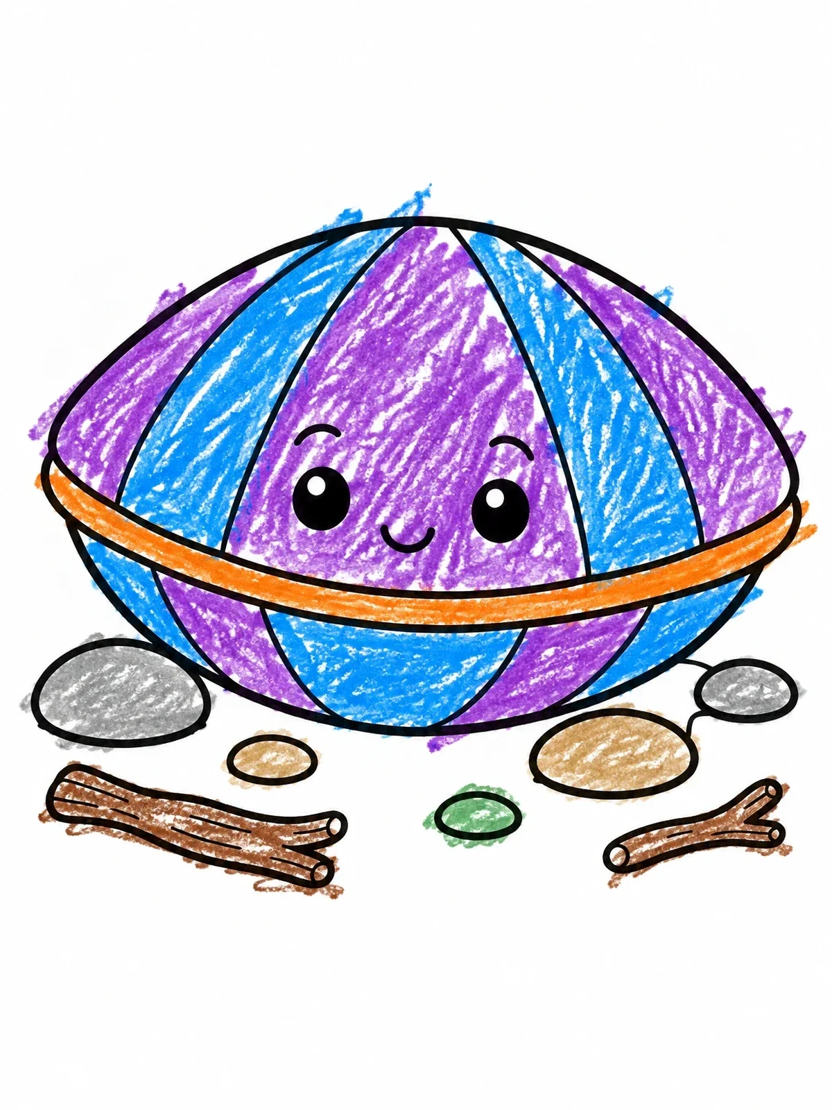 Colored example of the Cute Clam On The Beach coloring page