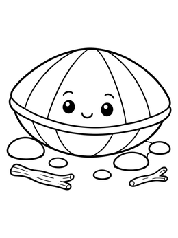 Free printable Cute Clam On The Beach coloring page