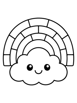 Free printable Cute Cloud And Mosaic Rainbow coloring page