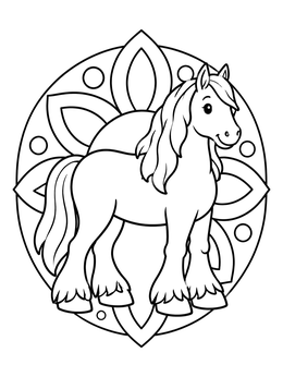 Free printable Cute Clydesdale Horse With Mandala Pattern coloring page