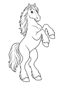 Free printable Cute Clydesdale Horse Rearing Up coloring page