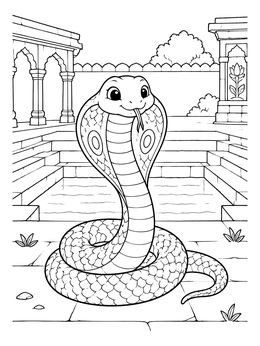 Free printable Cute Cobra By An Ancient Stepwell coloring page