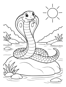 Free printable Cute Cobra Basking In The Sun coloring page