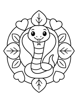 Free printable Cute Cobra With Heart Mandala coloring page