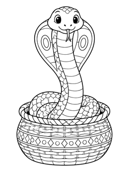 Free printable Cute Cobra In A Woven Basket coloring page