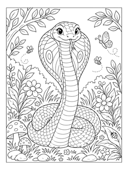 Free printable Cute Cobra In The Forest coloring page