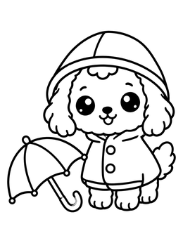 Free printable Cute Cockapoo In A Raincoat coloring page