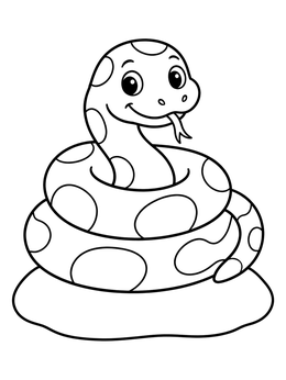 Free printable Cute Coiled Anaconda On A Rock coloring page
