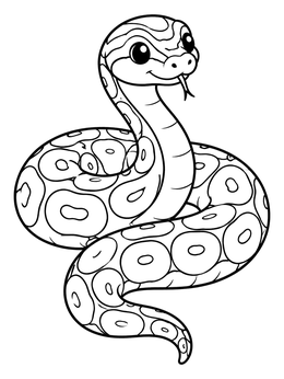 Free printable Cute Coiled Ball Python coloring page