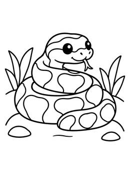 Free printable Cute Coiled Ball Python coloring page