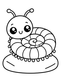Free printable Cute Coiled Millipede On A Stone coloring page