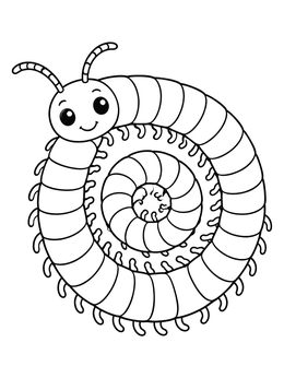 Free printable Cute Coiled Millipede coloring page