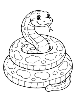 Free printable Cute Coiled Titanoboa Snake coloring page