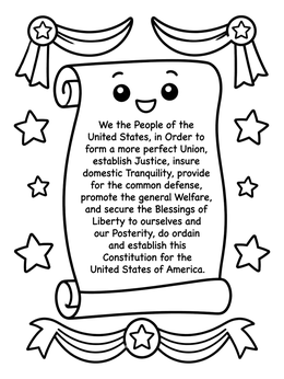 Free printable Cute Constitution Preamble Scroll coloring page