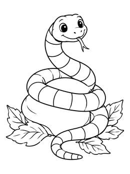 Free printable Cute Striped Snake On Stone coloring page