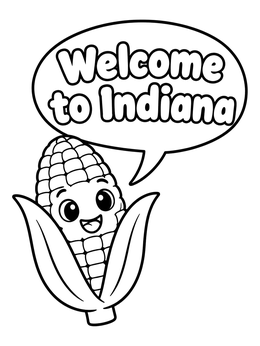 Free printable Cute Corn Welcome To Indiana coloring page
