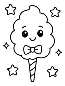 Free printable Cute Cotton Candy With Bow Tie coloring page