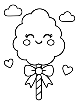 Free printable Cute Cotton Candy With Bow coloring page